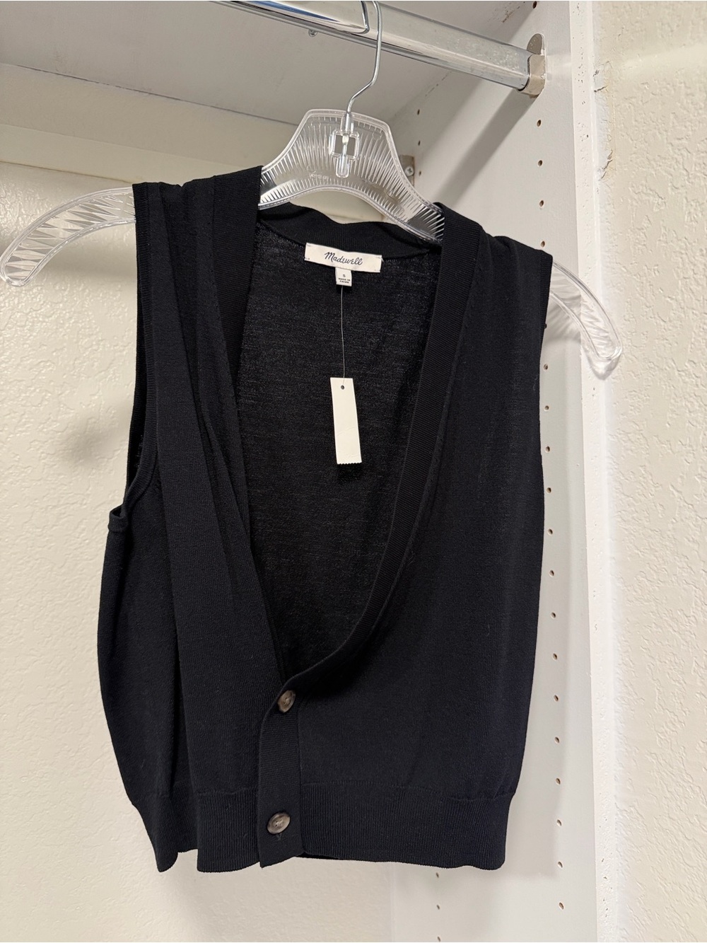 Madewell Black Sleeveless V-Neck Cardigan